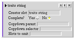 traits string has a well-known creator path: you can always access it by evaluating traits string.